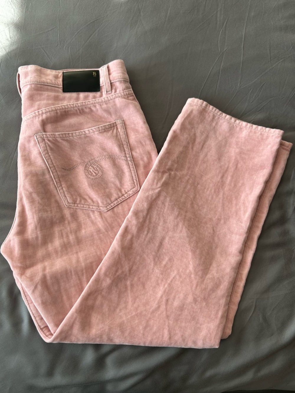 R13 Pink Velvet Boyfriend Jeans Linen Blend Italy FW23 Relaxed Fit 27